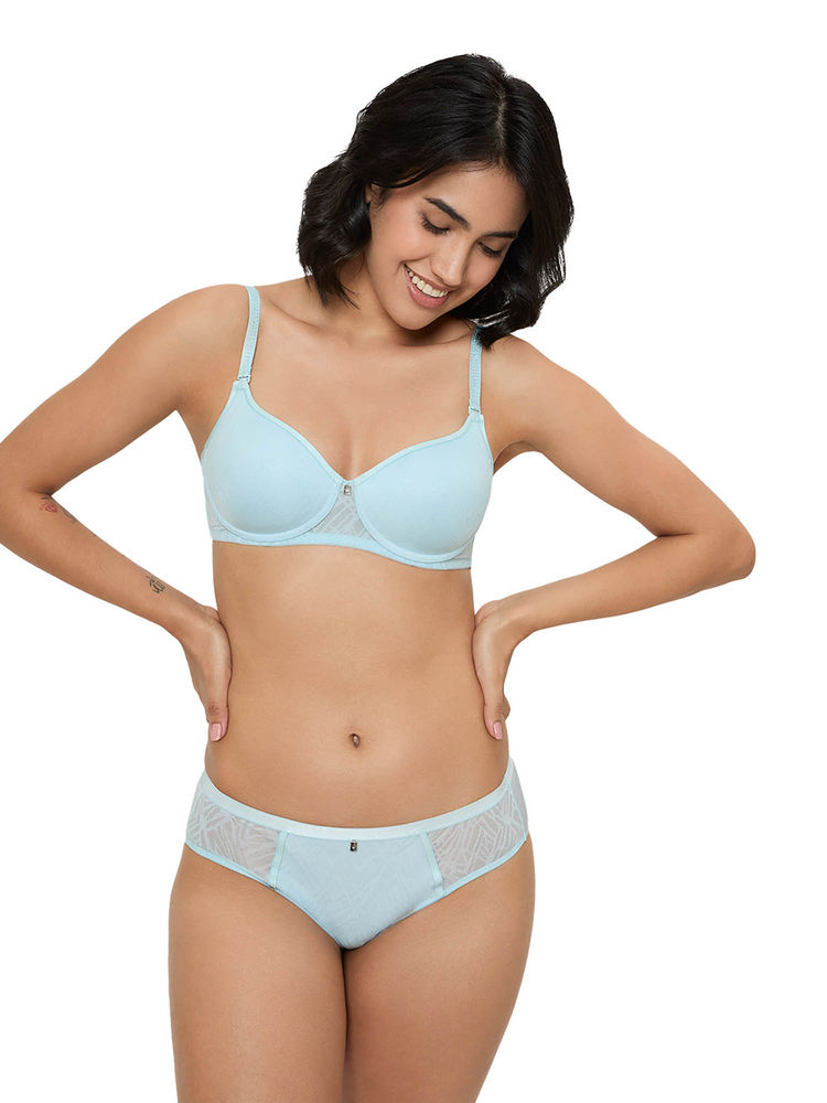 Triumph Turquoise Fancy Shimmer Detachable Straps Underwired Padded Bra-image-31