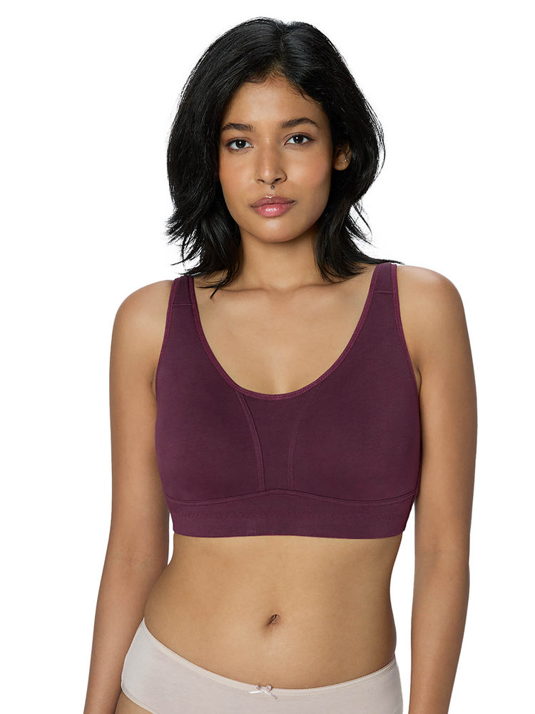 Triumph Purple Cotton Grace Minimizer Non-Wired Non-Padded Full Coverage Bra-picture-23