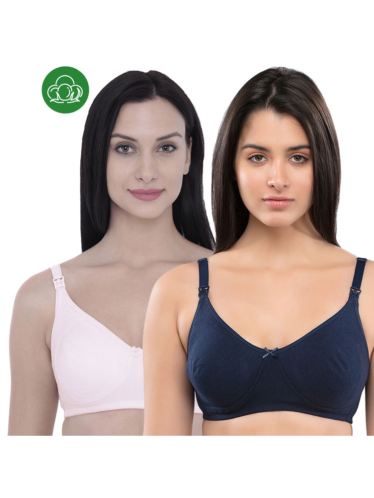 Inner Sense Organic Cotton Antimicrobial Nursing Bra Pack of 2 - Multi-Color-image-34