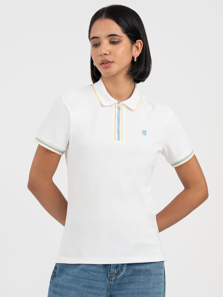 Red Tape White Polo T-Shirt for Women-image-36