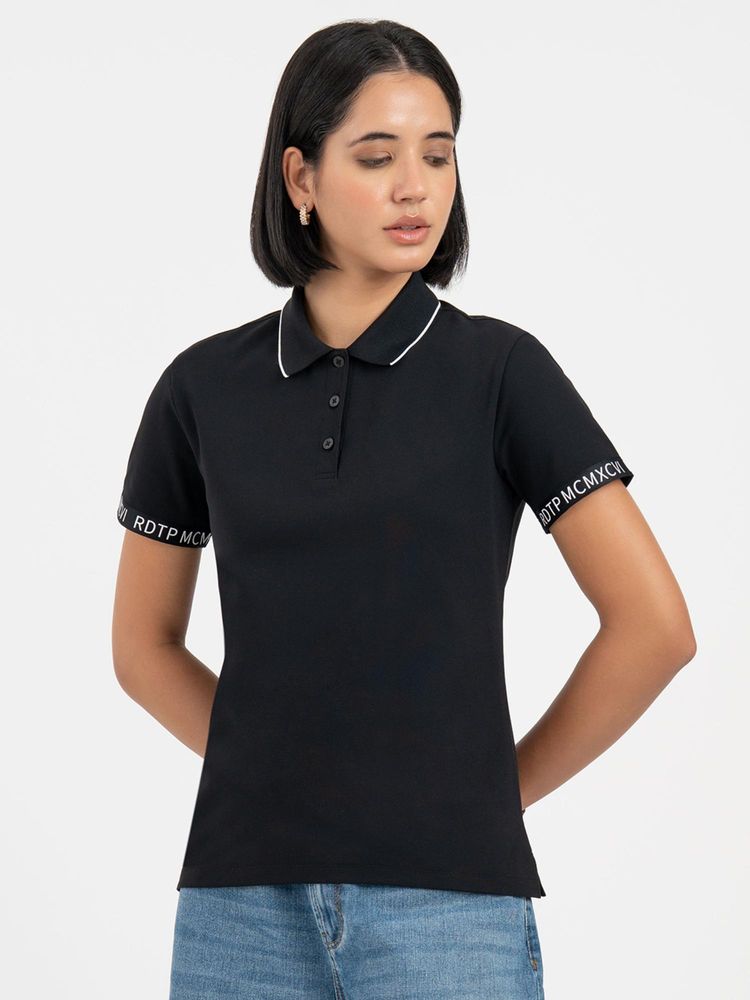 Red Tape Black Polo T-Shirt for Women-picture-26