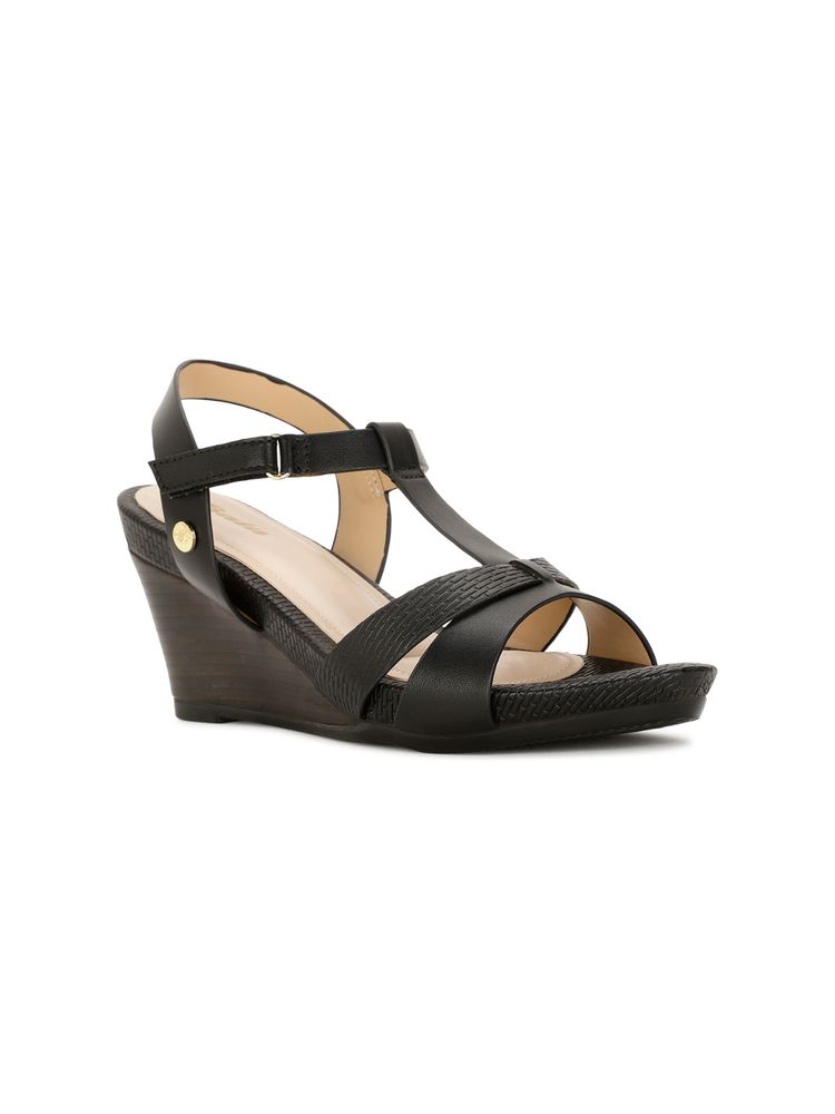 Bata Women Velcro Heel Wedges Black-image-7