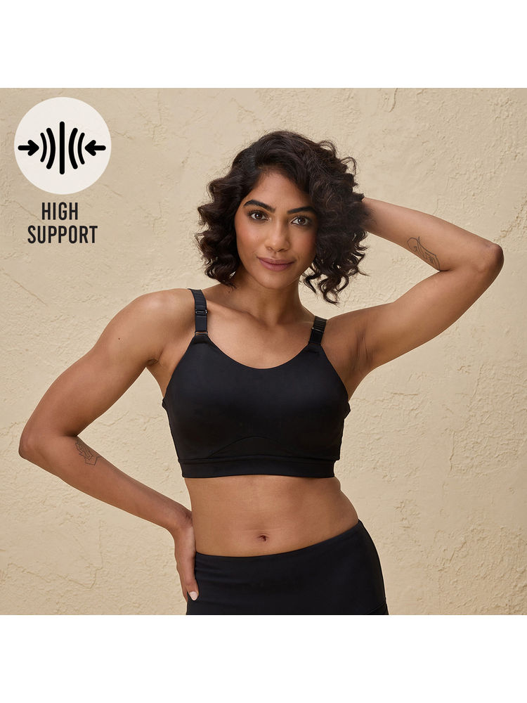Nykd By Nykaa Multiway Adjustable High Impact Bounce Control Padded Sports Bra NYK908 Jet Black