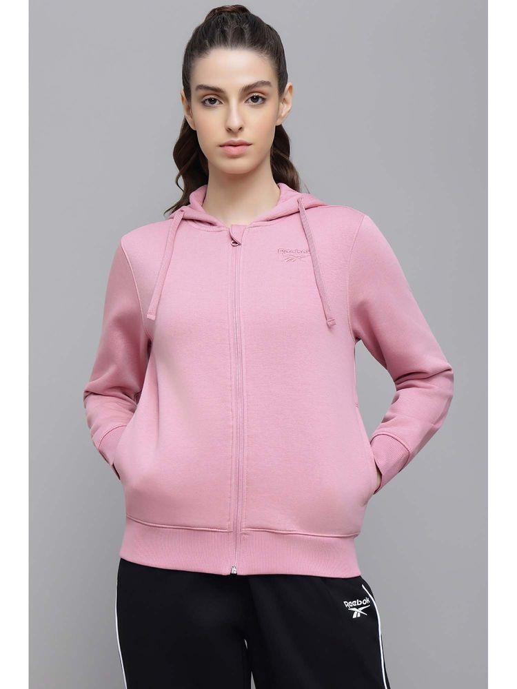 Reebok Women's Branded Fleece Pink Jacket-picture-27