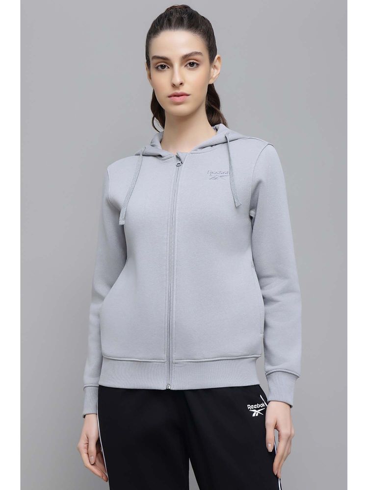 Reebok Women's Branded Fleece Grey Jacket-picture-27