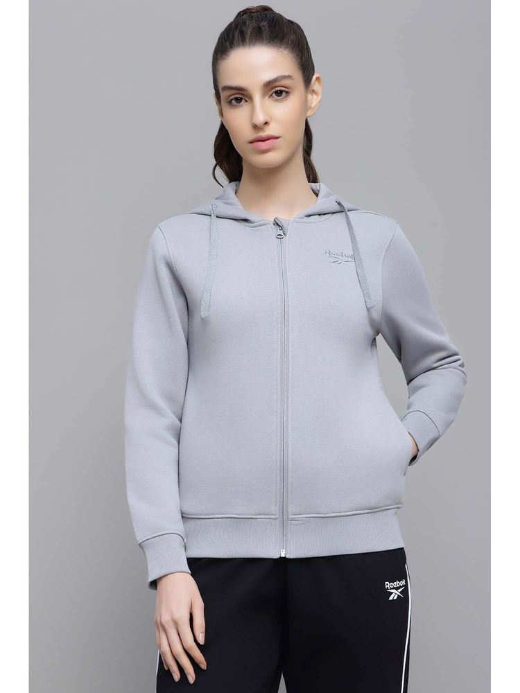 Reebok Women's Branded Fleece Grey Jacket-picture-10