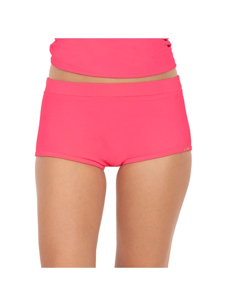 Amante Solid High Coverage Mid Rise Swim Boyshorts Pink