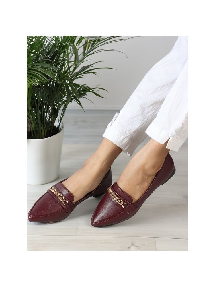 ELLE Womens Fashionable Maroon Color Solid Comfortable Loafers