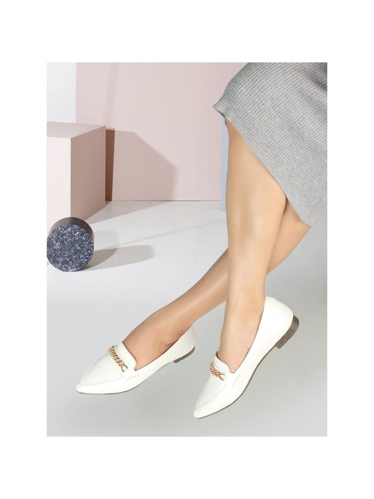 ELLE Womens Fashionable White Color Solid Comfortable Loafers-picture-20