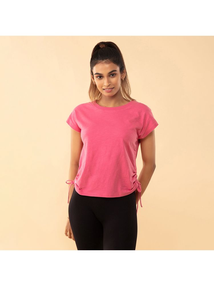 Nykd by Nykaa Summer Tee With Pull up Ruching at Sides - NYAT240 Carmine-picture-8