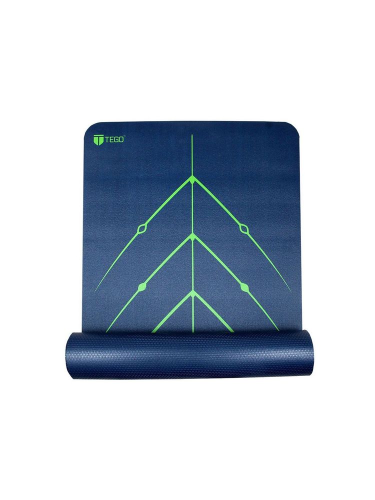 Tego Stance Reversible 6 mm Yoga Mat with GuildAlign (With Bag) - Navy Blue and Green-image-5