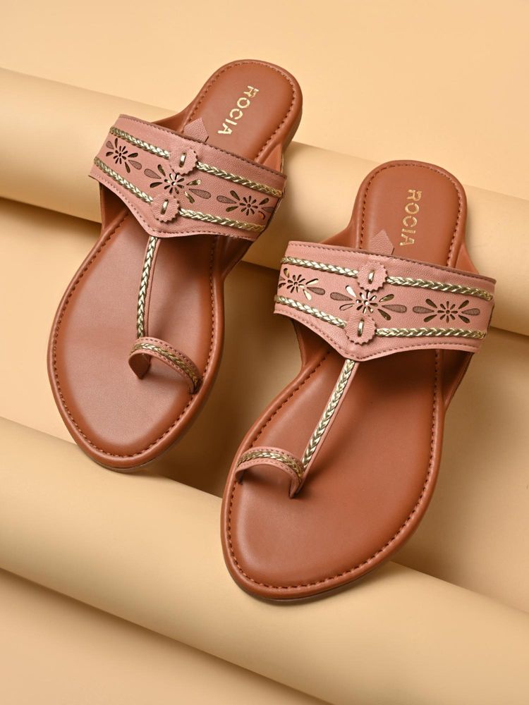 ROCIA Pink Women Stylish Flat Kolhapuris-picture-24