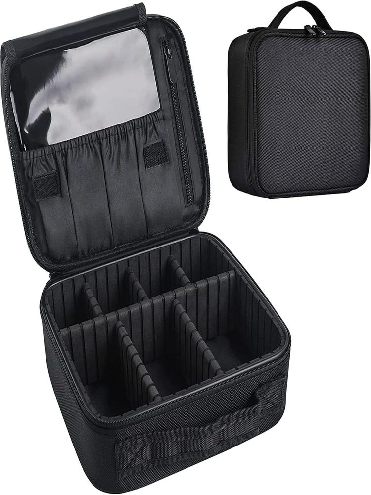 House of Quirk Travel Makeup Cosmetic Storage Case - Black-picture-18
