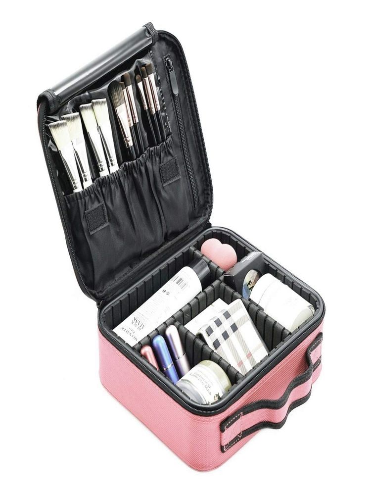 House of Quirk Travel Makeup Cosmetic Storage Case - Pink-image-43