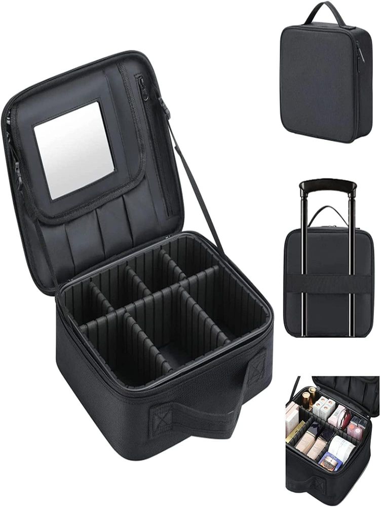 House of Quirk Travel Makeup Cosmetic Storage Case -Small Mirror Black-picture-21