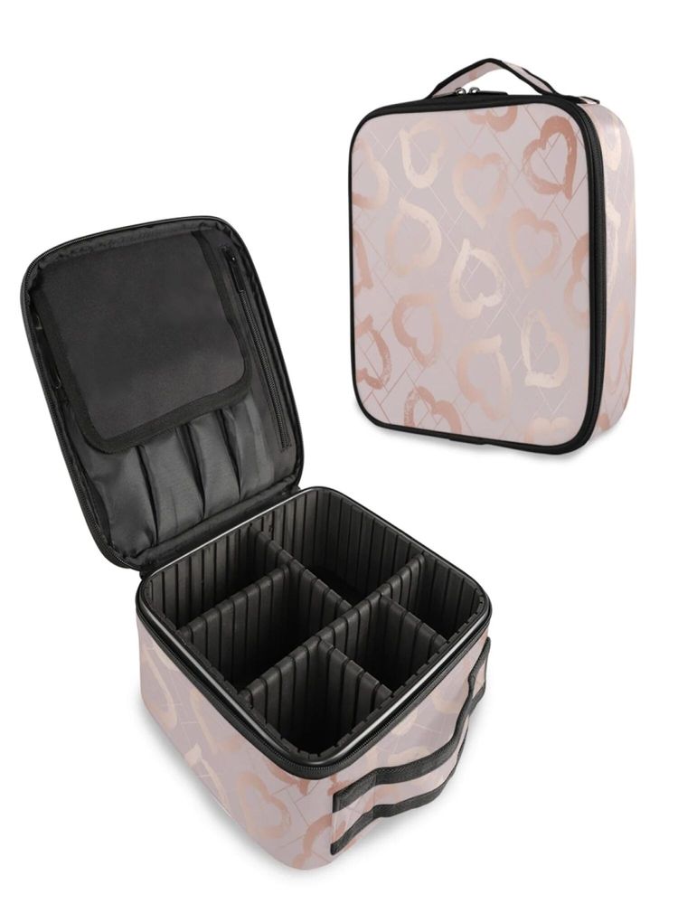 House of Quirk Travel Makeup Cosmetic Storage Case -Small Pink Hearts-picture-10