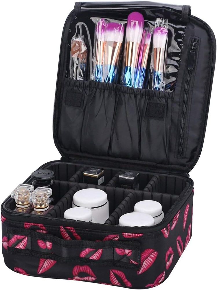 House of Quirk Travel Makeup Cosmetic Storage Case -Small Red Lips-picture-25