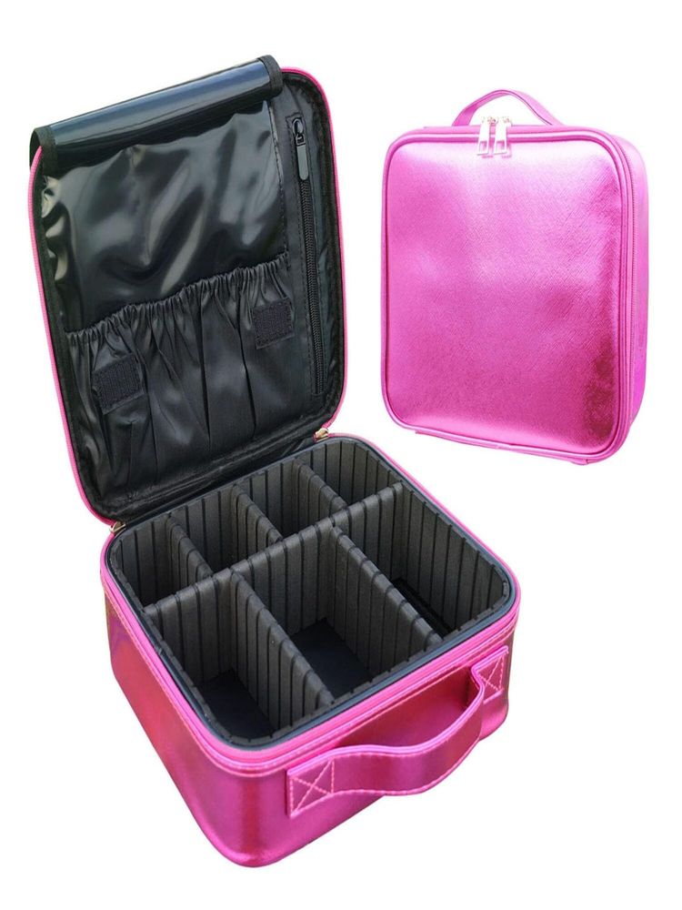 House of Quirk Travel Makeup Cosmetic Storage Case -Small Shimmer Pink-image-49