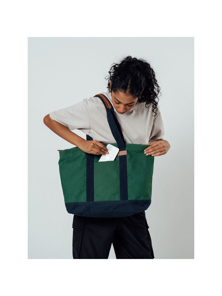DailyObjects Forest Green-Navy Field Tote Bag-image-4