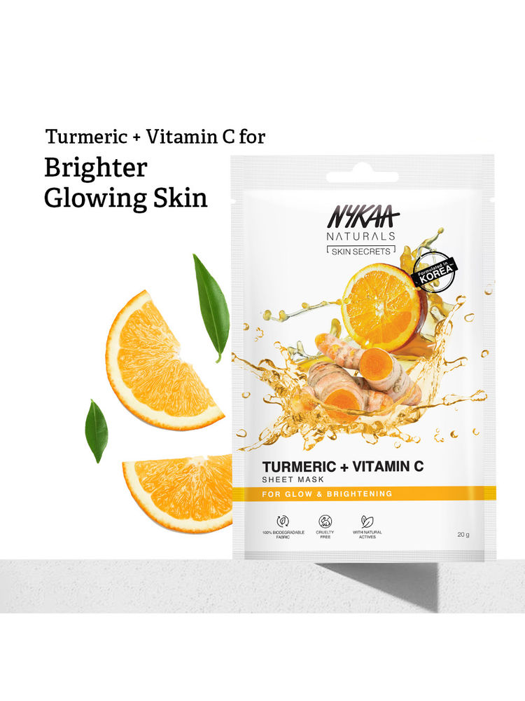 Nykaa Naturals Korean Sheet Mask With Turmeric & Vitamin C For Glow & Brightening