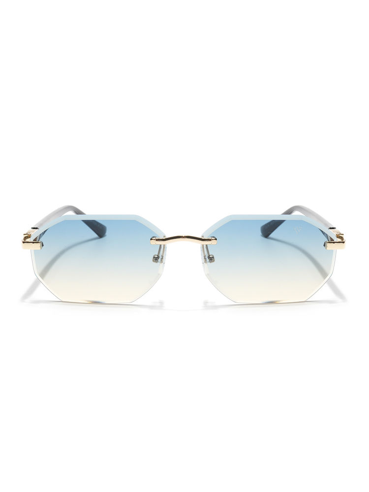 Voyage Unisex Blue Lens Rimless Polarized Rectangle Sunglasses- 7575 (56)-picture-21