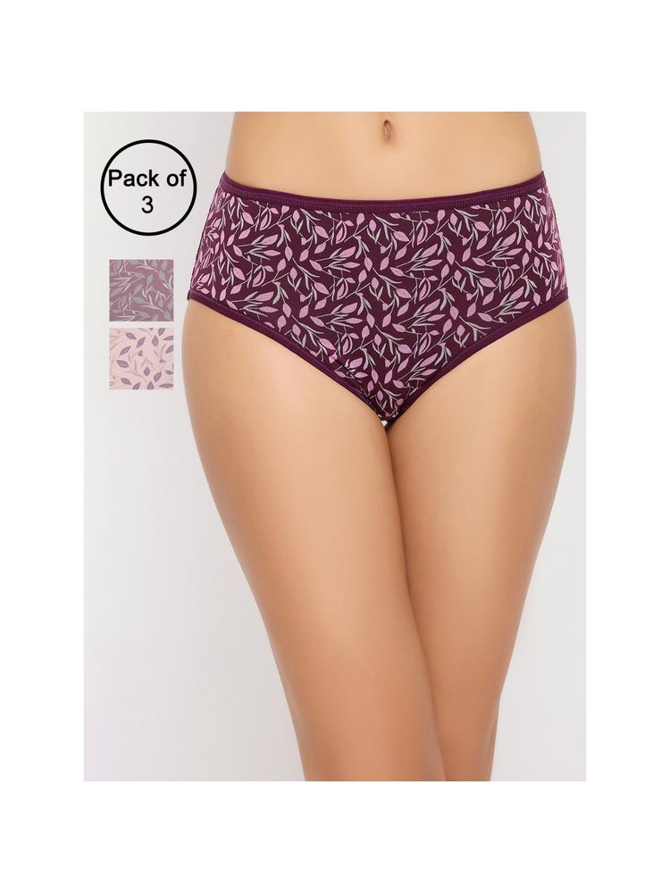 Clovia Cotton Mid Waist Printed Hipster Panty (Pack of 3)-image-34