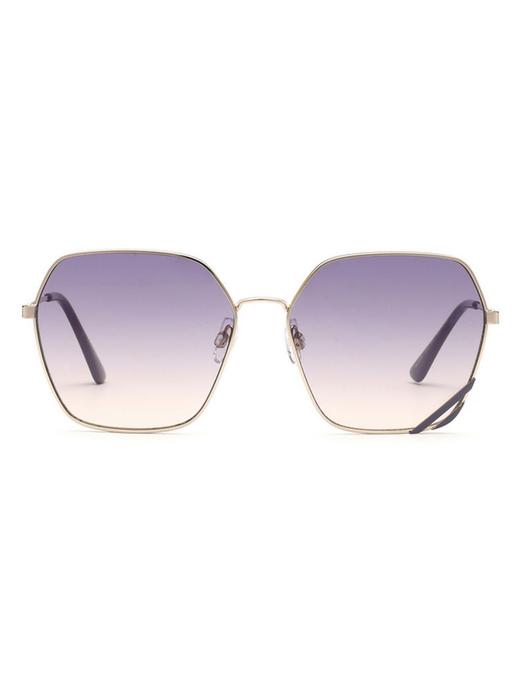 Bebe Gradient Purple Lens Hexagon Sunglass Silver Frame with 100% UV Protection (59)-picture-27