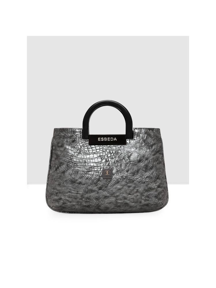 ESBEDA Grey Color Croco Embossed Handbag For Women-picture-12