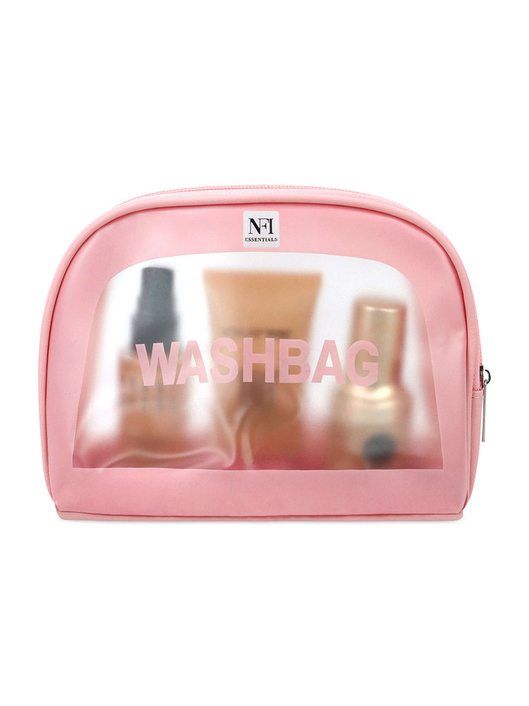 NFI Essentials Semicircle Makeup Pouch for Women Transparent Wash Bag (M)