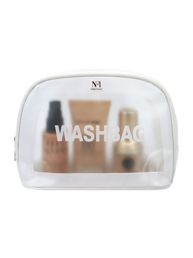 NFI Essentials Semicircle Makeup Pouch for Women Transparent Wash Bag (M)