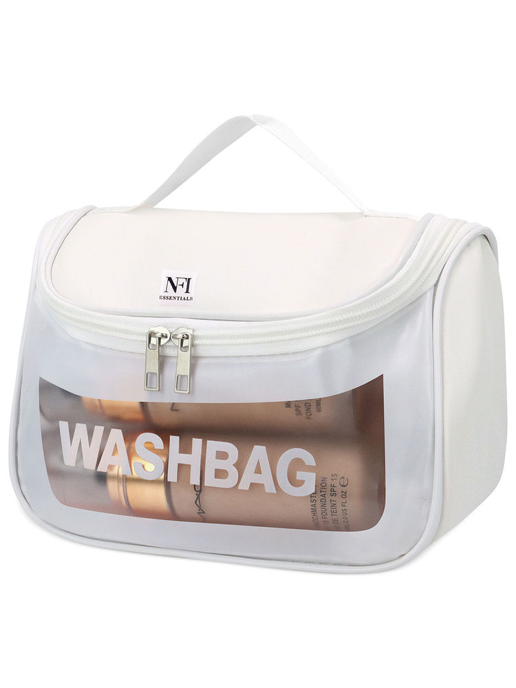 NFI Essentials Transparent Cosmetic Bag with Hook Wash Bag Travel Makeup Bag (M)