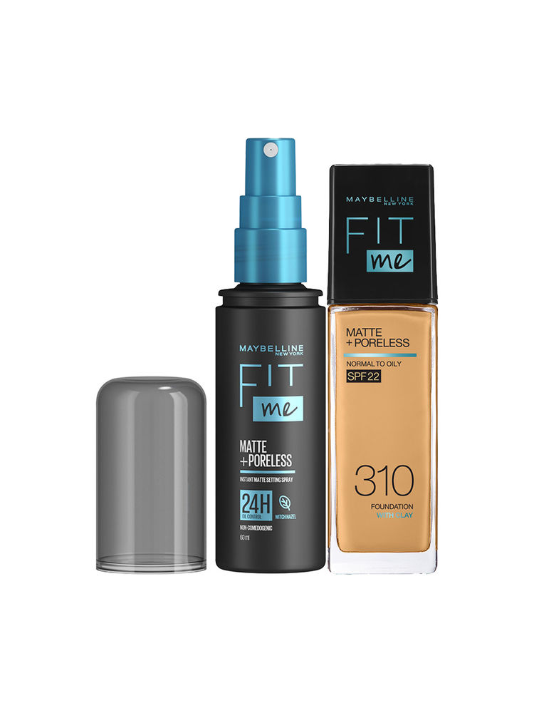 Maybelline New York Fit Me Foundation 310 Sun Beige + Fit Me Matte + Poreless Setting Spray Combo