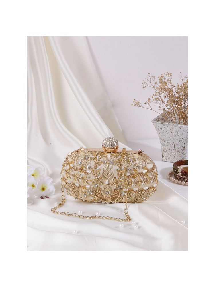 SWISNI Cream Silk Clutches SWIS-426