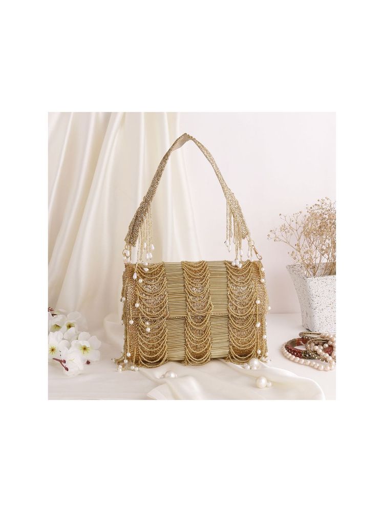 SWISNI Gold Raw Silk Clutches SWIS-492-picture-6