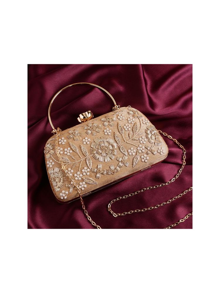 SWISNI Gold Raw Silk Clutches SWIS-570-picture-20