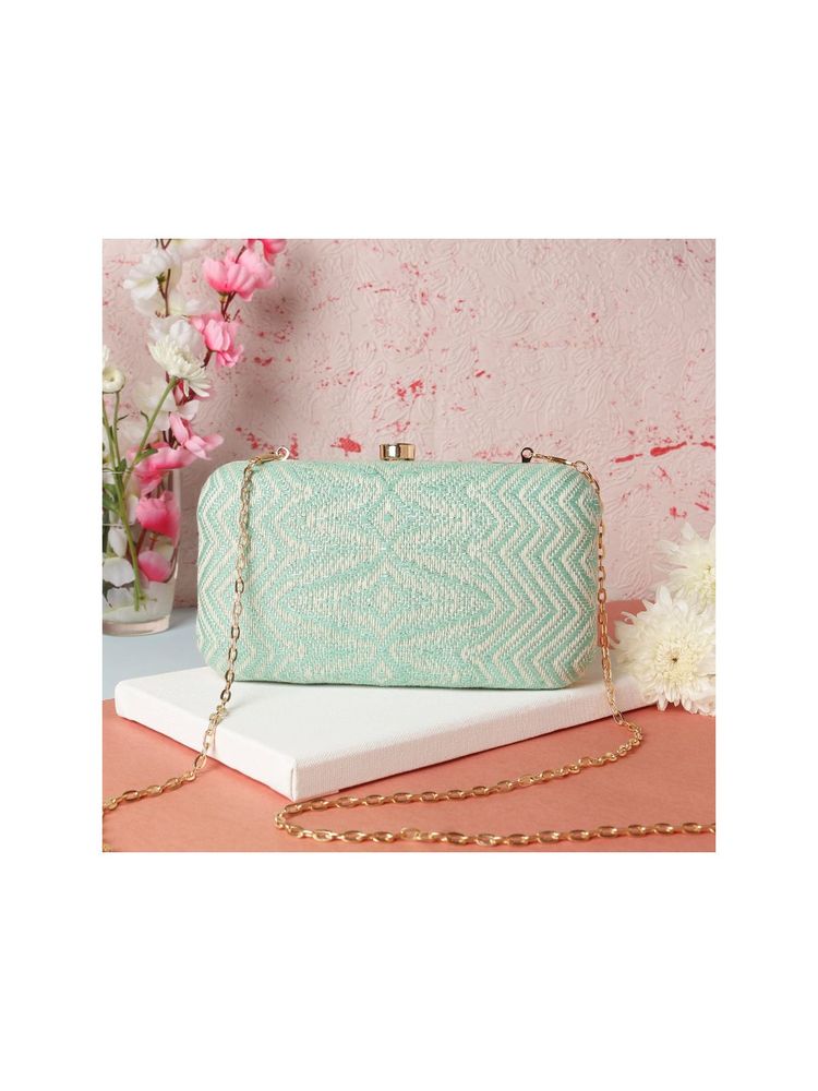 SWISNI Green Raw Silk Clutches SWIS-573-picture-23
