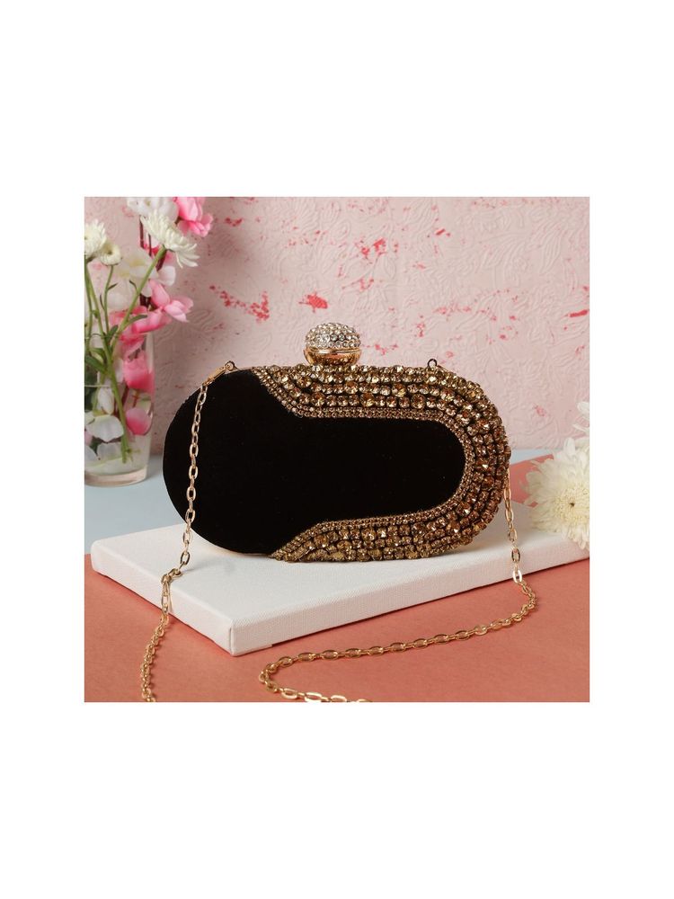 SWISNI Black velvet Clutches SWIS-588-picture-48