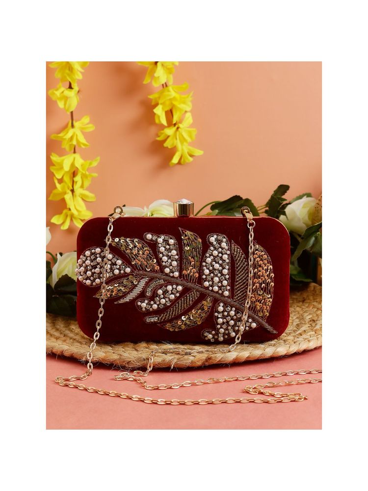 SWISNI Maroon SATIN Clutches SWIS-810-picture-49