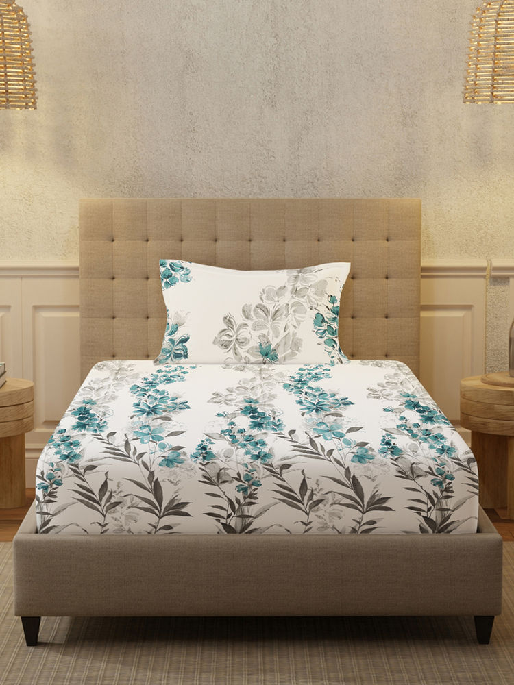Urban Space Serene 200 Tc Cotton Bedsheets For Single Bed -Majestic Blue