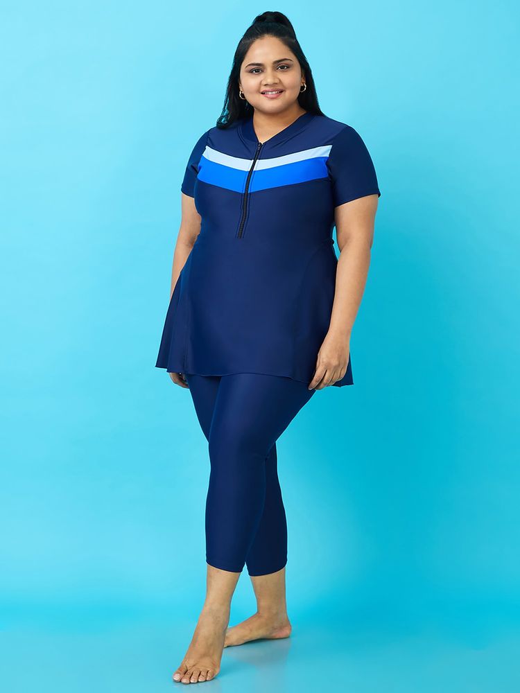 LYCOT Women Zipped Swimsuit - Navy Blue-image-8