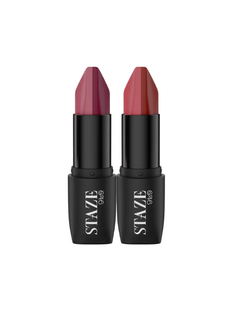 STAZE 9to9 Triple Affair Duo 3 In 1 Lipstick - Brick Pink + Nude Orchid-picture-11