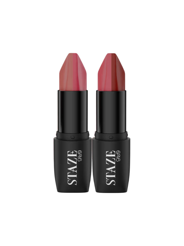 STAZE 9to9 Triple Trouble Duo 3 In 1 Lipstick - Caramel Rose + Brick Pink-image-4