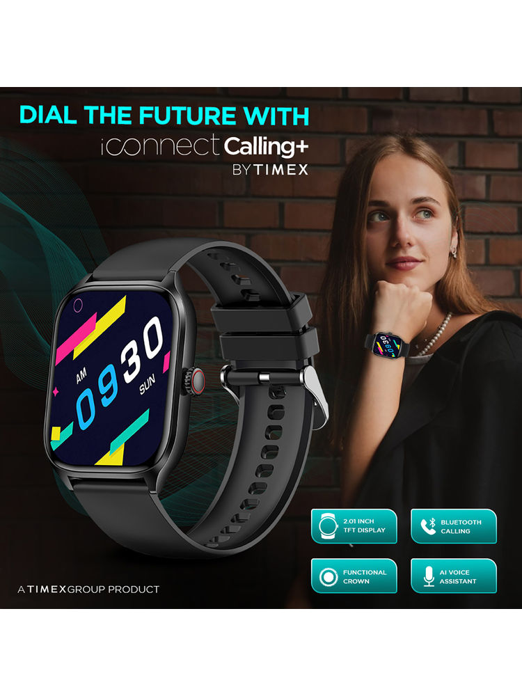 Timex iConnect Calling+ 2.01” TFT Display Unisex Smartwatch-TWIXW500T (Medium)