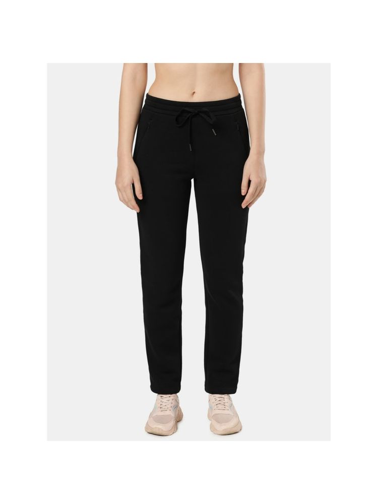 Jockey U110 Women Super Combed Cotton Fleece Fabric Relaxed Fit Trackpants - Black-image-2