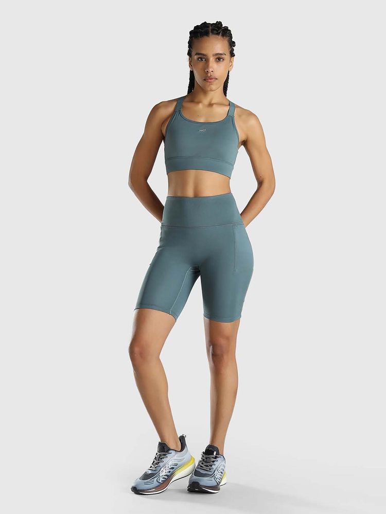 Musclemind Women Teal Solid Cycling Shorts-image-33