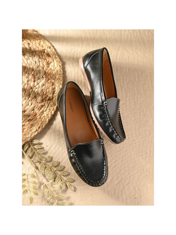CLOG LONDON Women Black Slip On Loafers-image-6