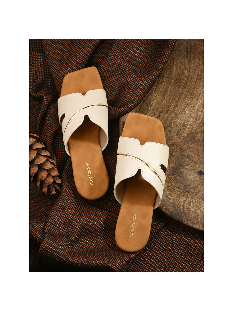 CLOG LONDON Women Beige Slip On Comfortable Heels-image-19