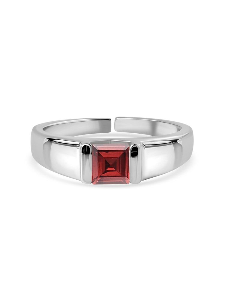 925 Silver 0.85 Carat Natural Garnet Solitaire Adjustable Ring for Women & Girls-image-33