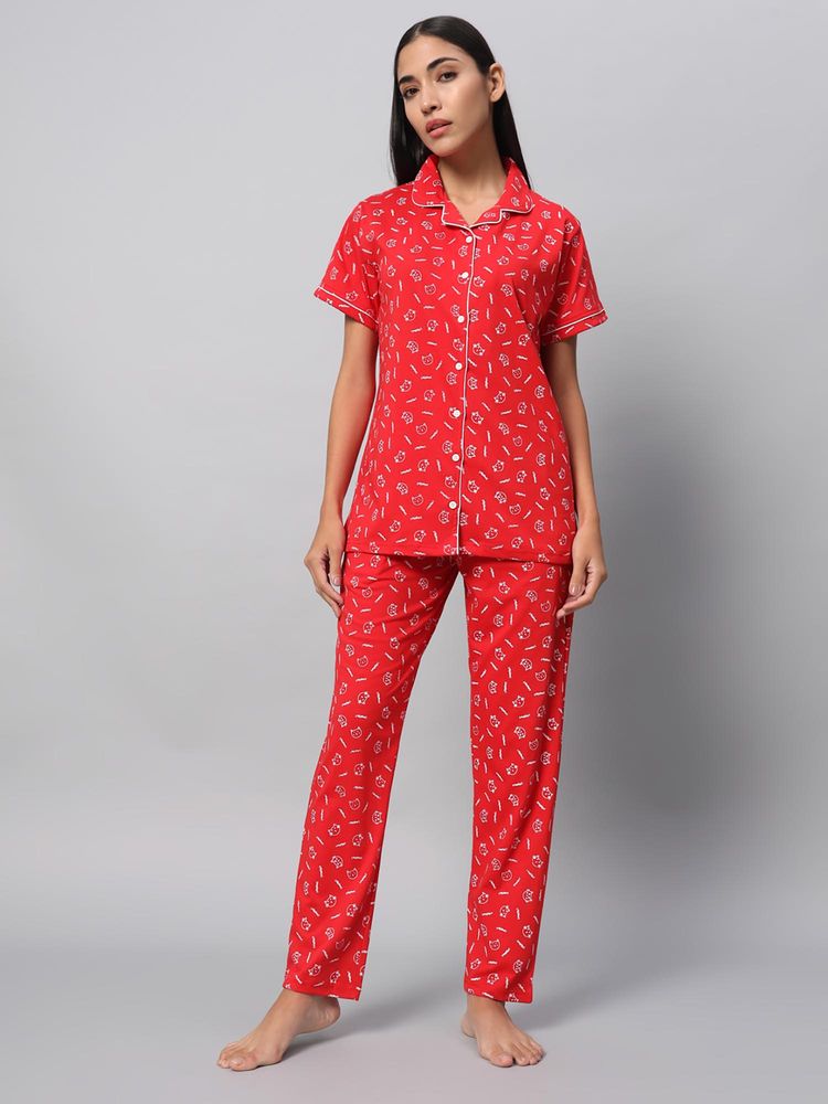 SEPHANI Red Printed Shirt with Pajama-picture-29