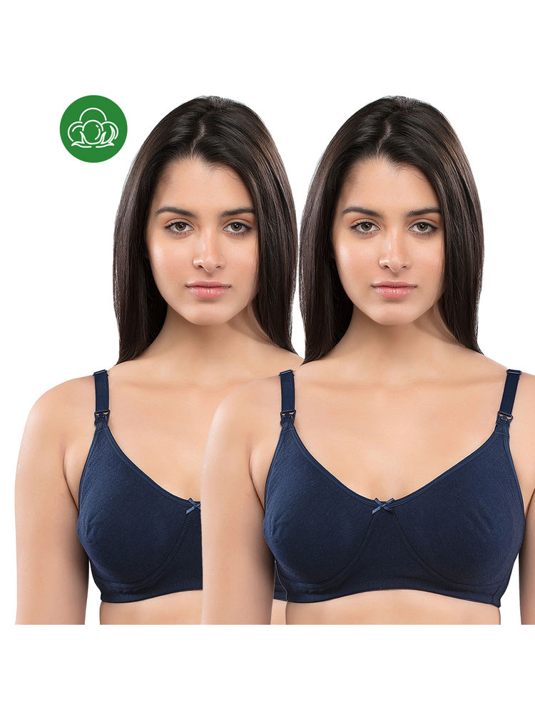 Inner Sense Organic Cotton Antimicrobial Nursing Bra Pack of 2 - Blue-image-28